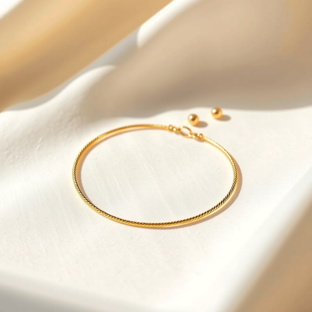 Bracelet Aurore en plaqué or 18 ct posé sur du lin ivoire
